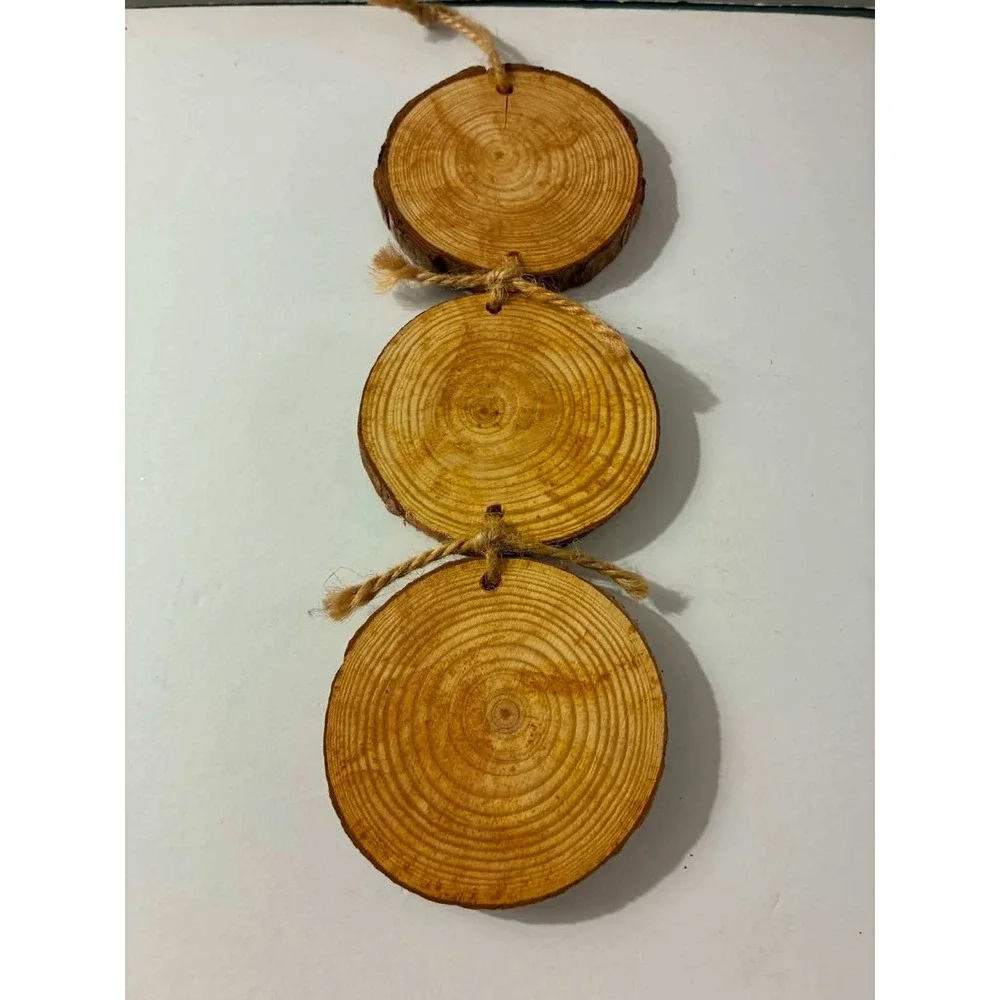 Handmade Rustic Wood Slice Snowman Wall Hanging Christmas Ornament Cabin Decor